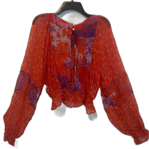 Free People Floral Sheer Long Sleeve Blouse - Picture 3 of 6